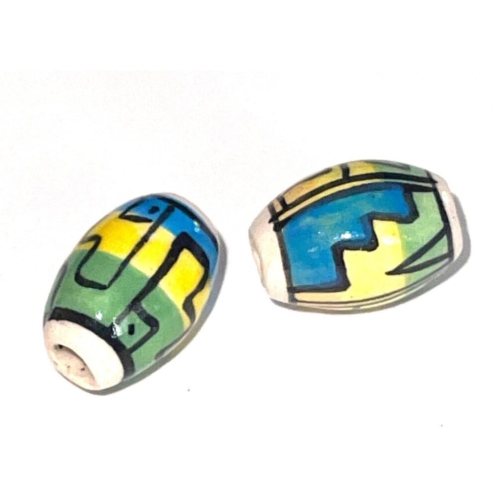 Vintage Tribal Design Ceramic Jewelry Making Supplies Bead Sets Beads Lot - Picture 8 of 8